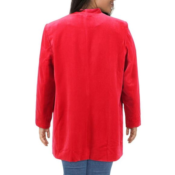 Calvin Klein Womens Red Velvet Long Sleeves Open-Front Blazer Jacket Plus NWT - Picture 2 of 2